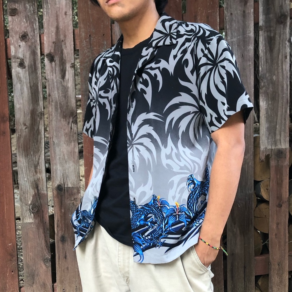 Graphic dragon button up.